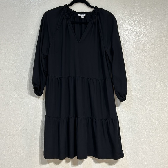 The Drop Dresses & Skirts - THE DROP CARALYNMIRAND MINI DRESS BLACK RUFFLE NECK TIERED BELL SLEEVE Sz MD